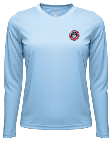 Womens Tournament Logo Athletic V-Neck Longsleeve - Sky Blue