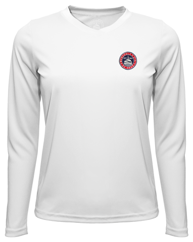 Womens Tournament Logo Athletic V-Neck Longsleeve - White