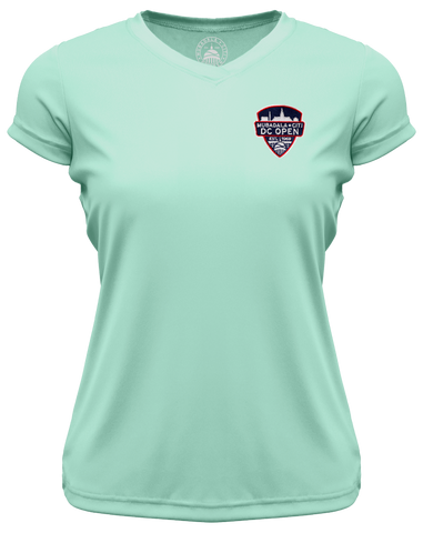 Womens Badge Logo Athletic V-Neck Tee - Seafoam