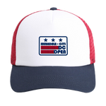 Box DC Flag Logo 5 Panel Trucker - White/Navy/Red