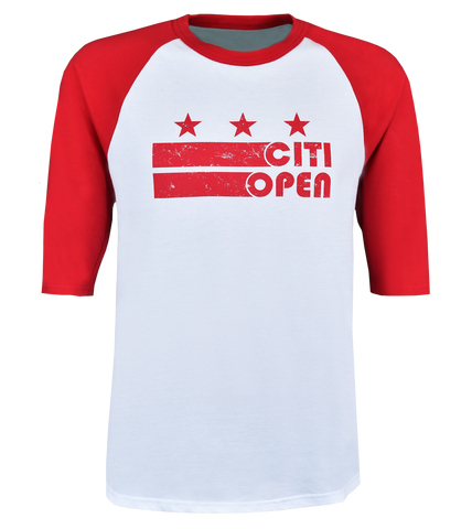 Youth Citi Open DC Flag 3/4 Sleeve Raglan - Red/White
