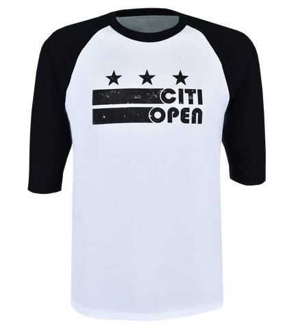Youth Citi Open DC Flag 3/4 Sleeve Raglan - Black/White