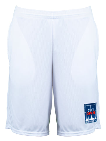 Tennis Court Logo Youth Pocket Shorts - White